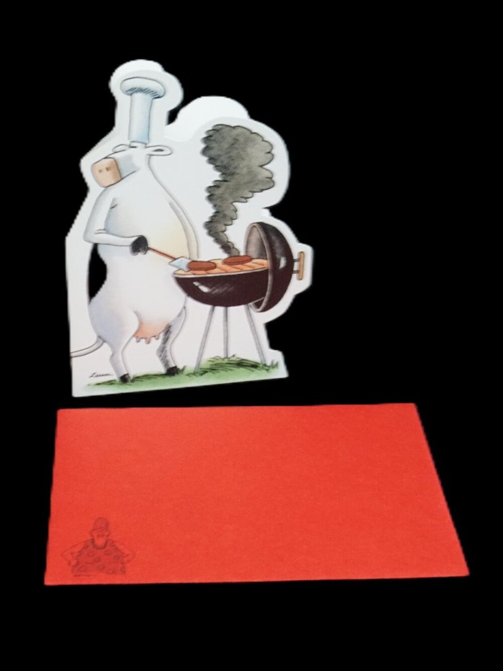 Far Side Vintage Hallmark Cow Grilling Burgers What’s Cookin? Greeting Note Card